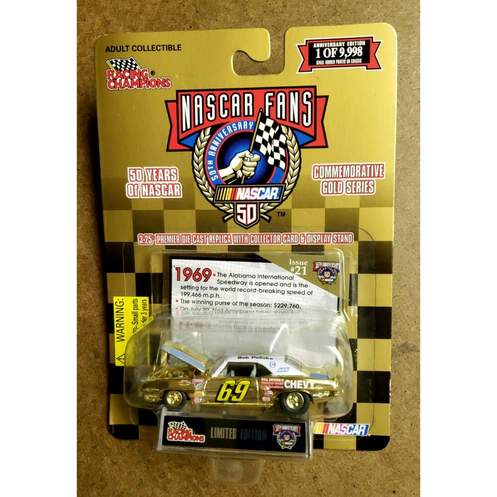 1998 Racing Champions '69 CHEVY CAMARO #69 Gold NASCAR 50Th Anniversary LTD 1:64